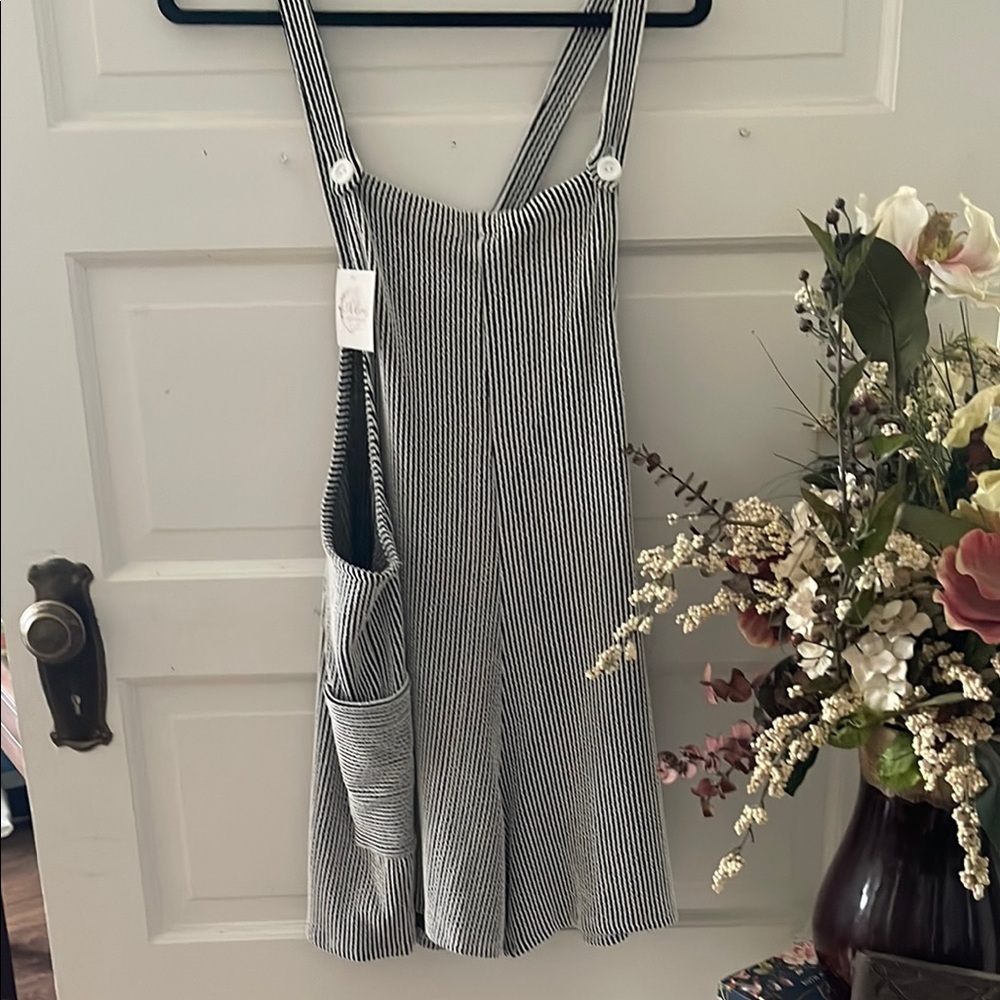 Striped Black and White Pinafore Romper